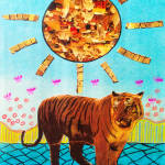 Collage with tiger and sun